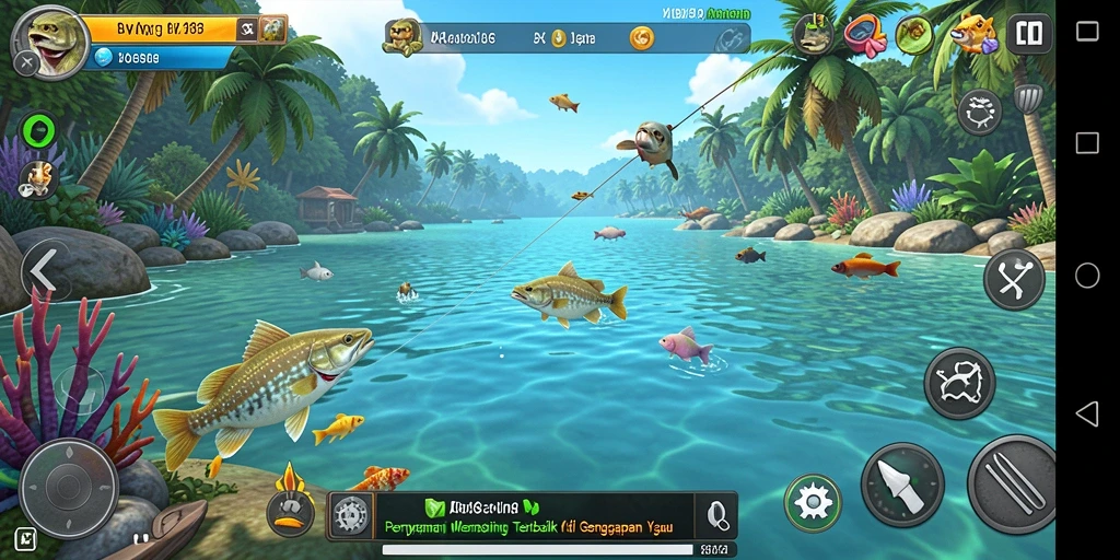 Tampilan gameplay memancing yang realistis dan menawan di AW8.