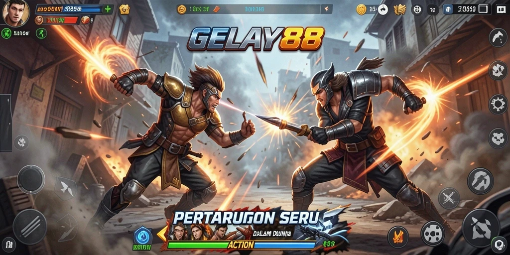 Tangkapan layar menunjukkan aksi pertarungan seru di GELAY88.