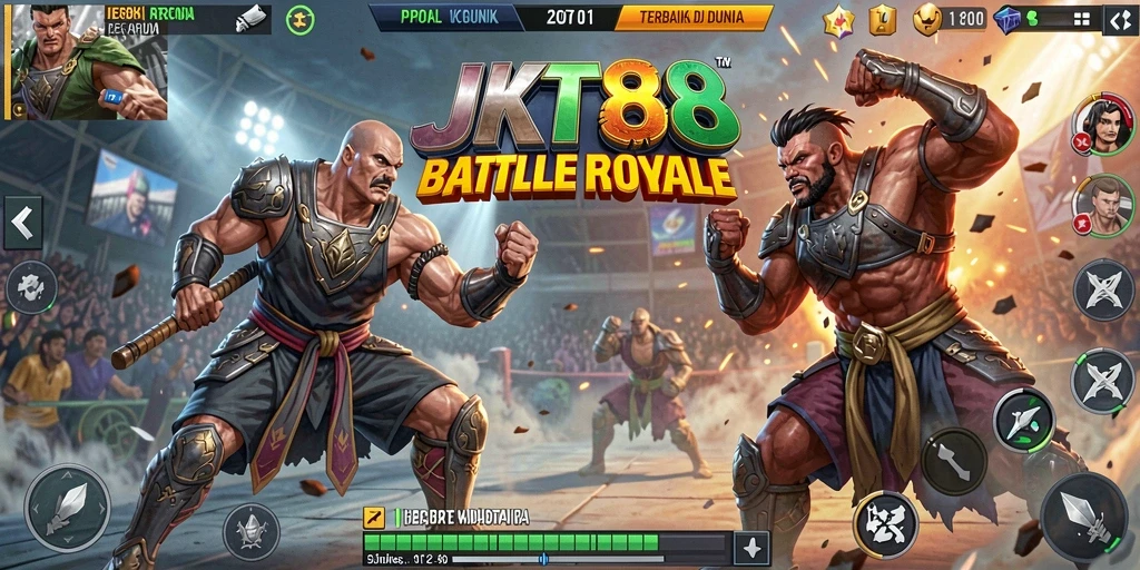 Gameplay JKT88 yang seru dalam momen pertarungan Battle Royale.