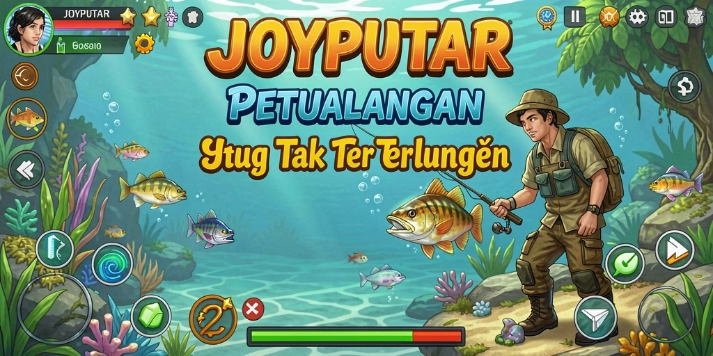 Screenshot gameplay JOYPUTAR menampilkan pengalaman memancing yang seru.