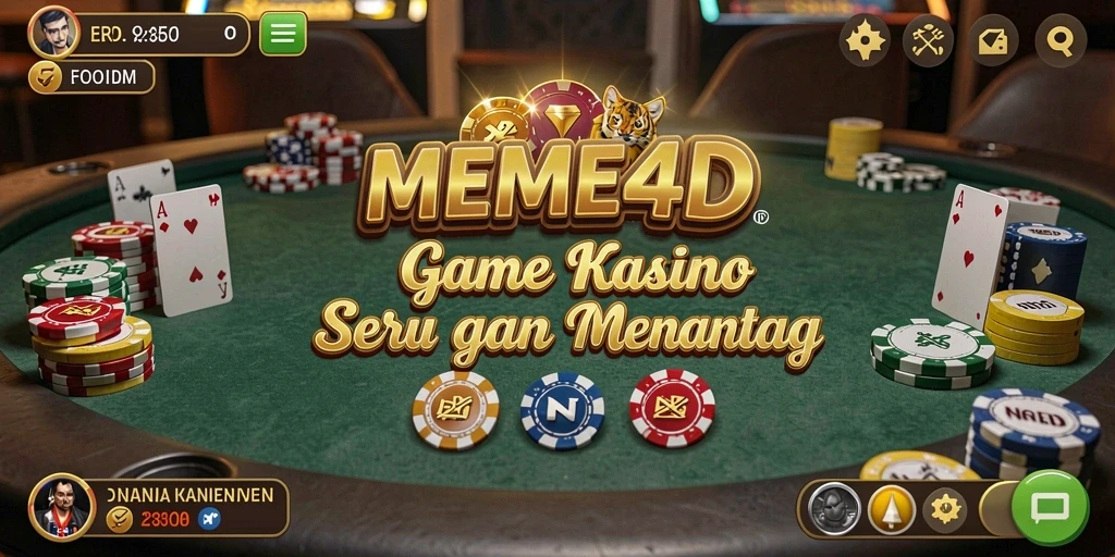 Screenshot utama MEME4D menampilkan gameplay Kasino yang mendebarkan.