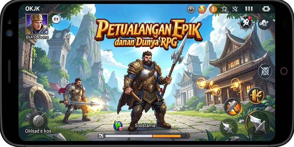Screenshot menunjukkan karakter dalam pertarungan epik di dunia OKJK.