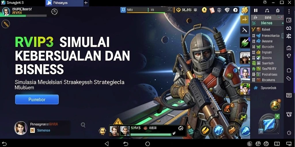 Tampilan screenshot dari gameplay RVIP3 yang menunjukkan manajemen bisnis.